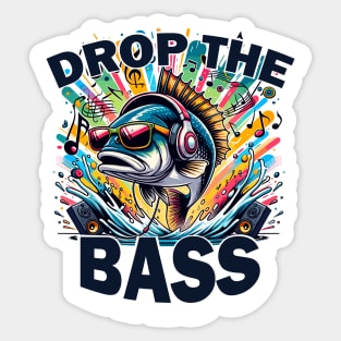 Drop The Bass Funny Fish Pun Sticker